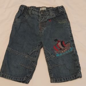 Children's sustainable Danish clothing Me Too jeans, pirate ship embroidery, 4T